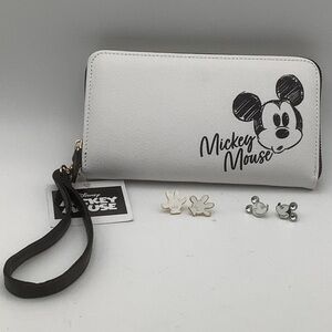 Disney Mickey Mouse Wristlet and Two Pair Mickey Mouse Earrings
